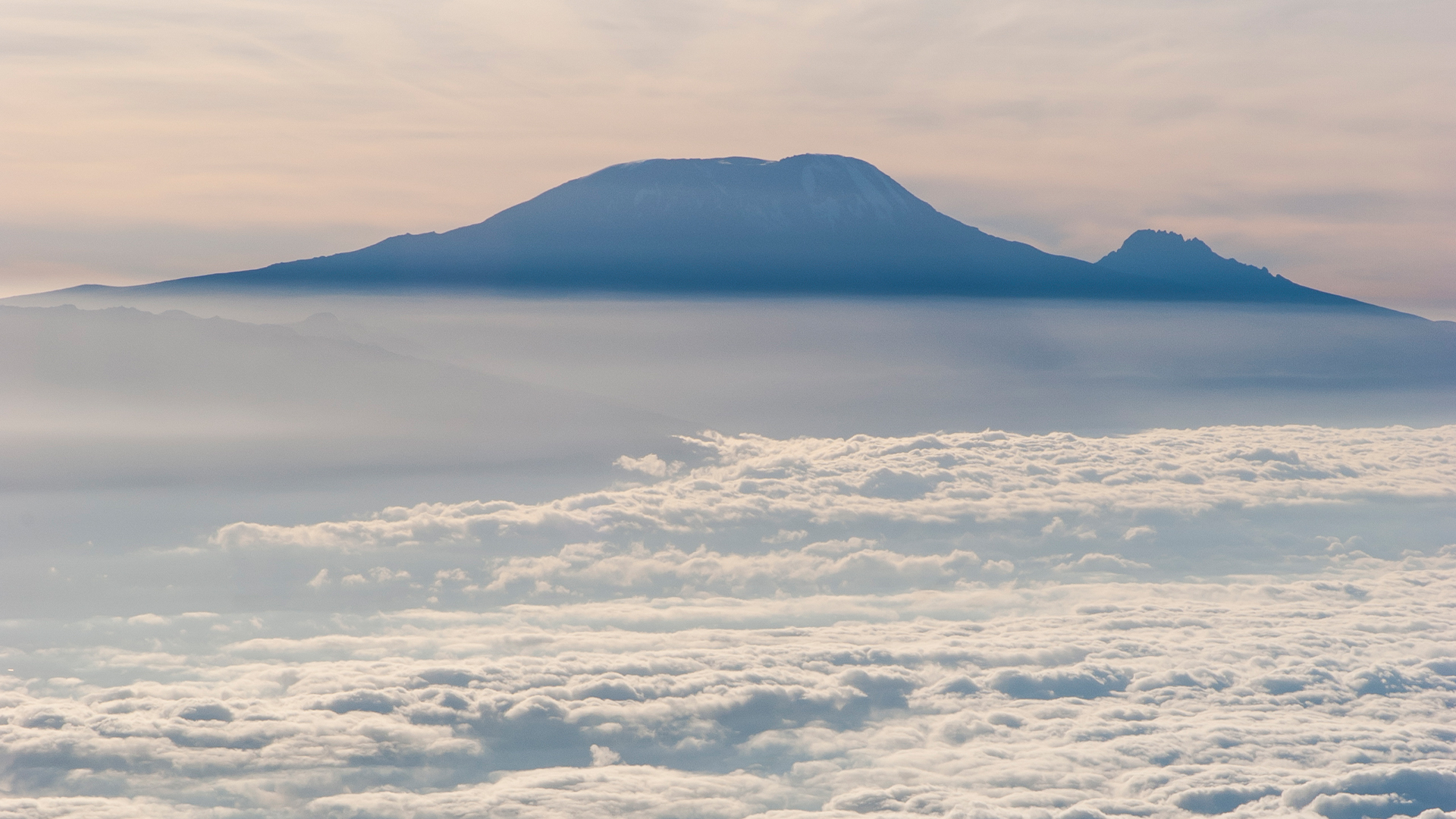 Aerial View of Mount Kilimanjaro with Cloud Flow