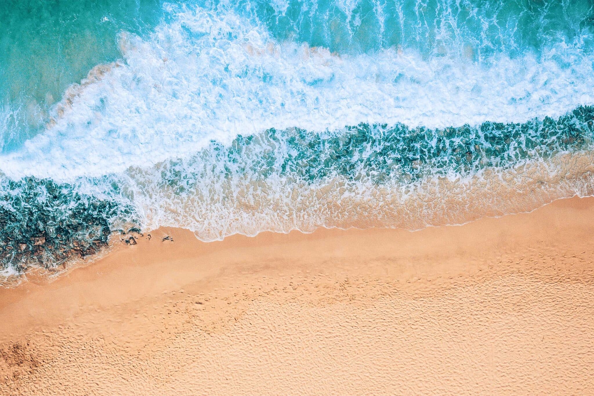Bird's-eye view of the tides at Zanzibar Beach, Tanzania.