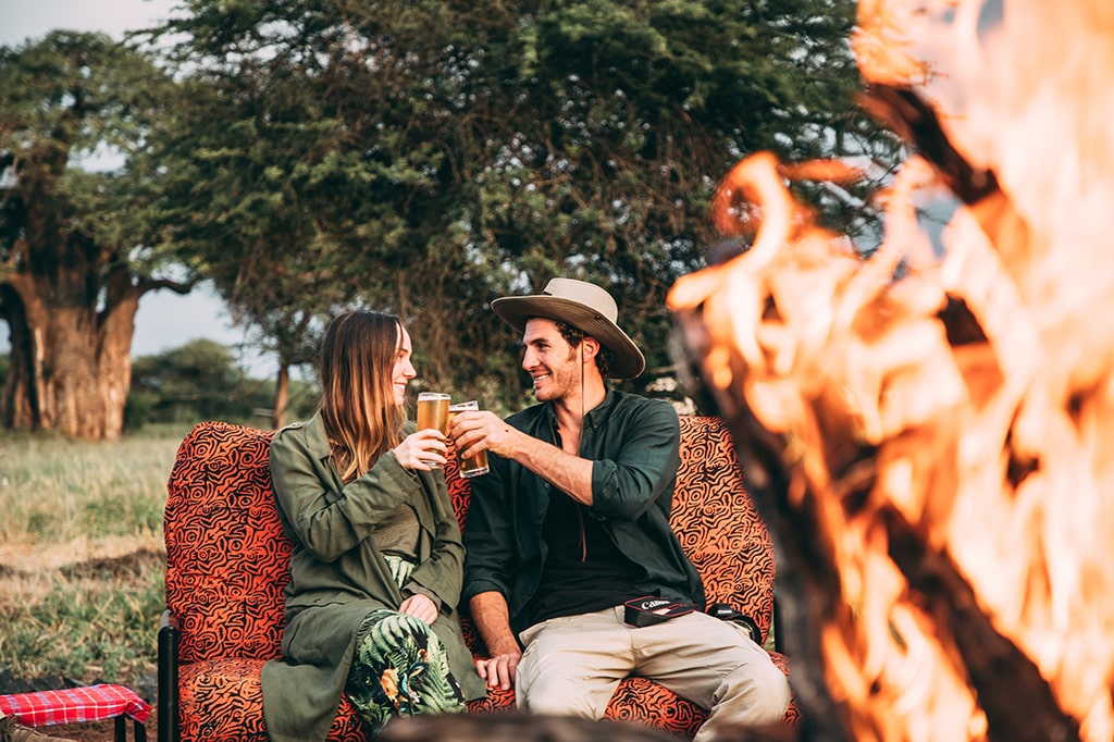 Couple at mountain lake