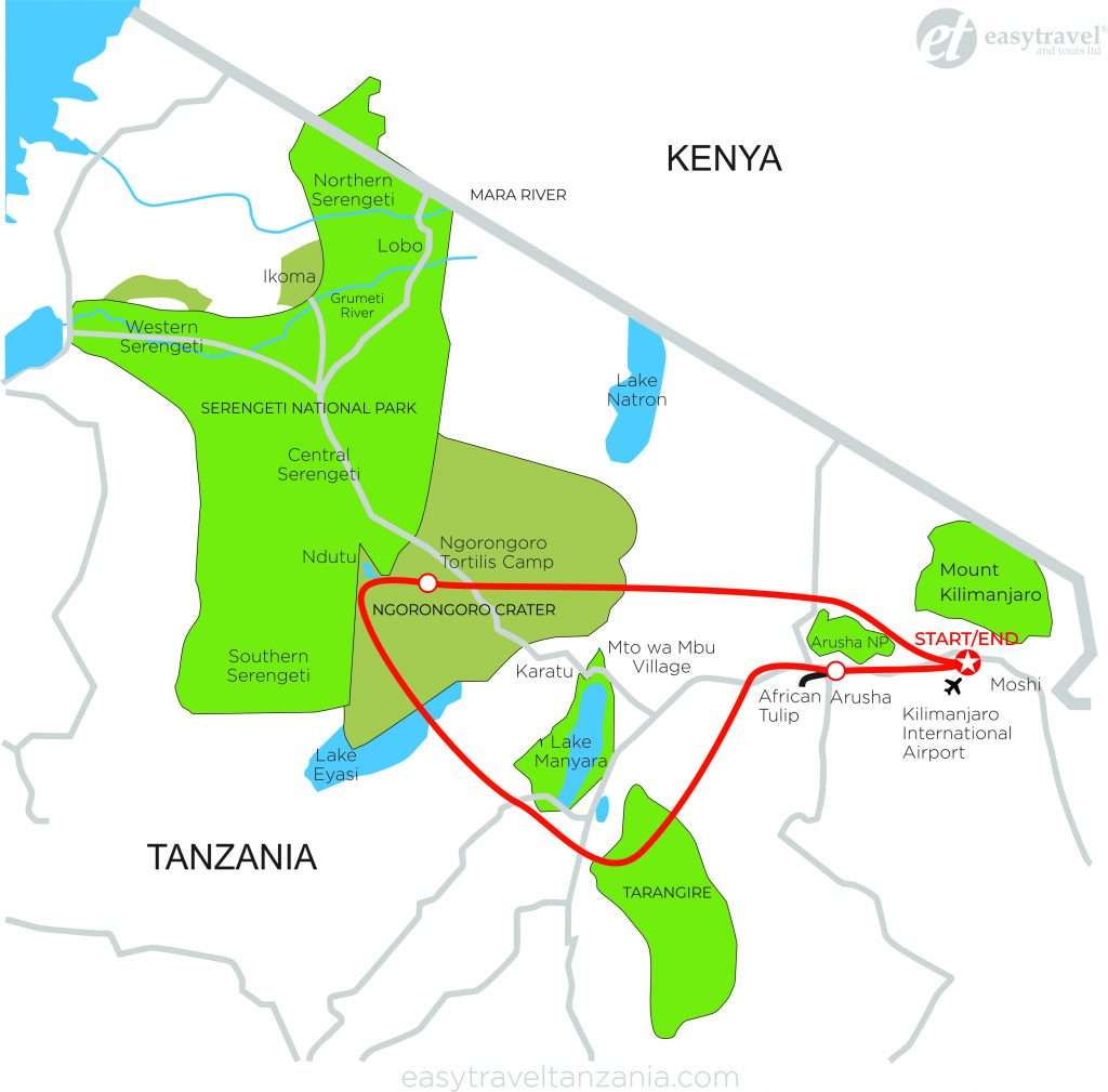 Tanzania tour map