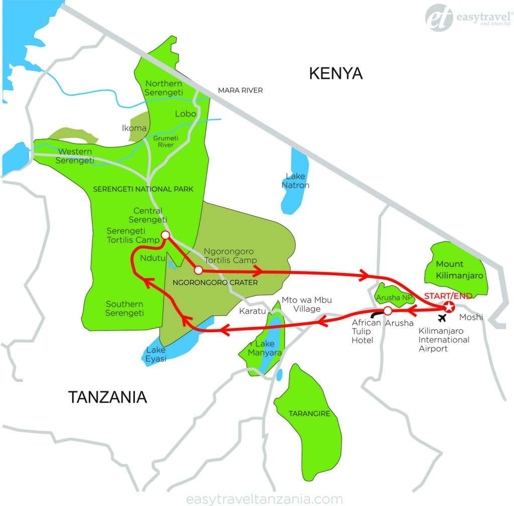 Carte touristique de la Tanzanie