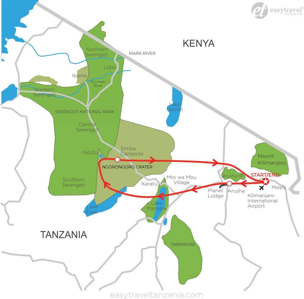 Tansania - Basis 3 Tage Lake Manyara und Ngorongoro Erlebnis 2 - Manyara und Ngorongoro Camping Safari