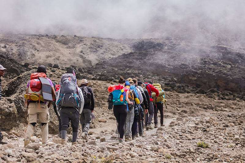 Hikers going up kilimanjaro