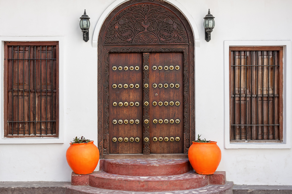 The ancient elephant door of Stone Town, Zanzibar, Tanzania