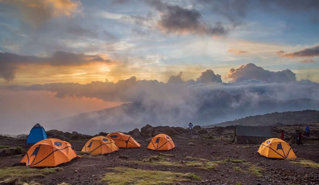 Tents on mountains