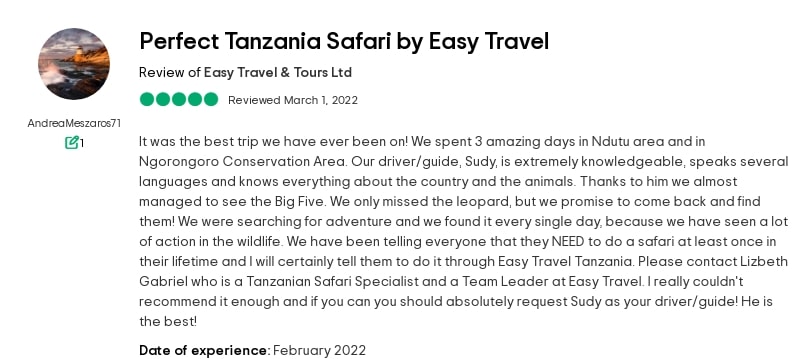 Tanzania - reviews - ndutu