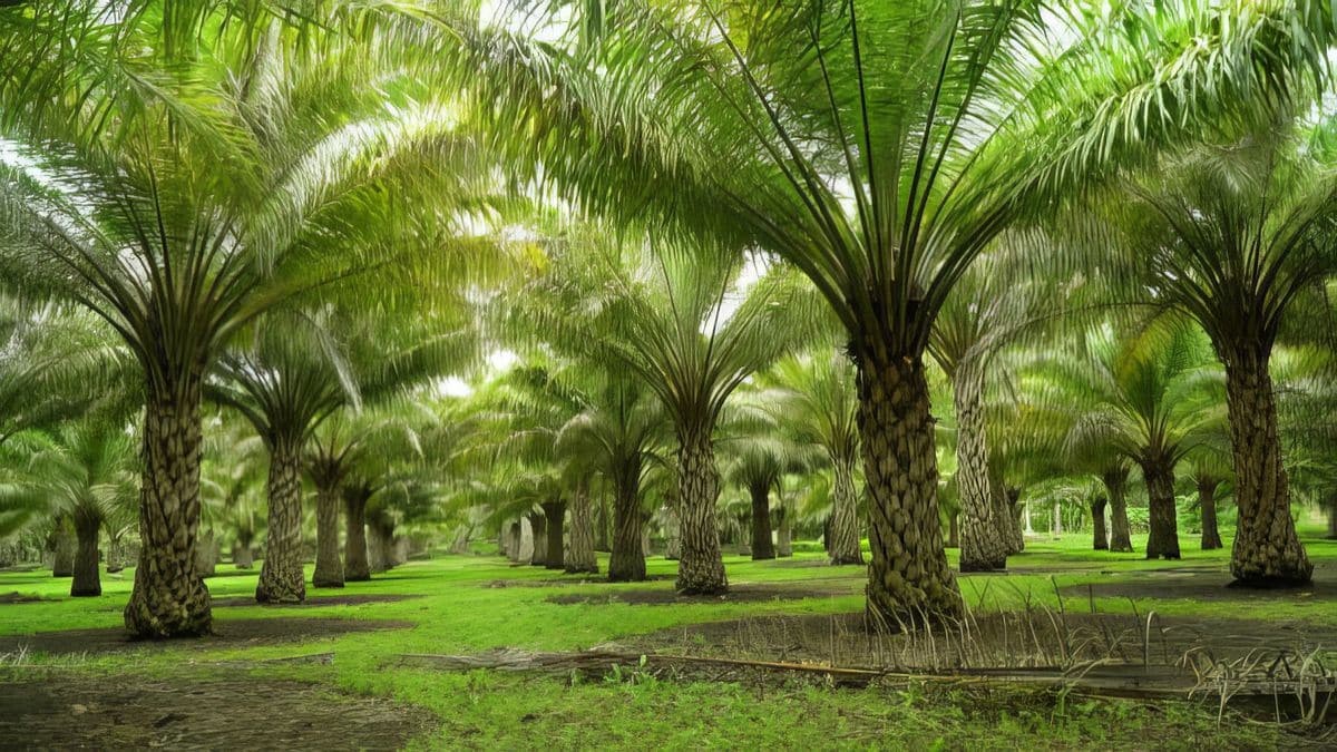 Bossen van palmbomen