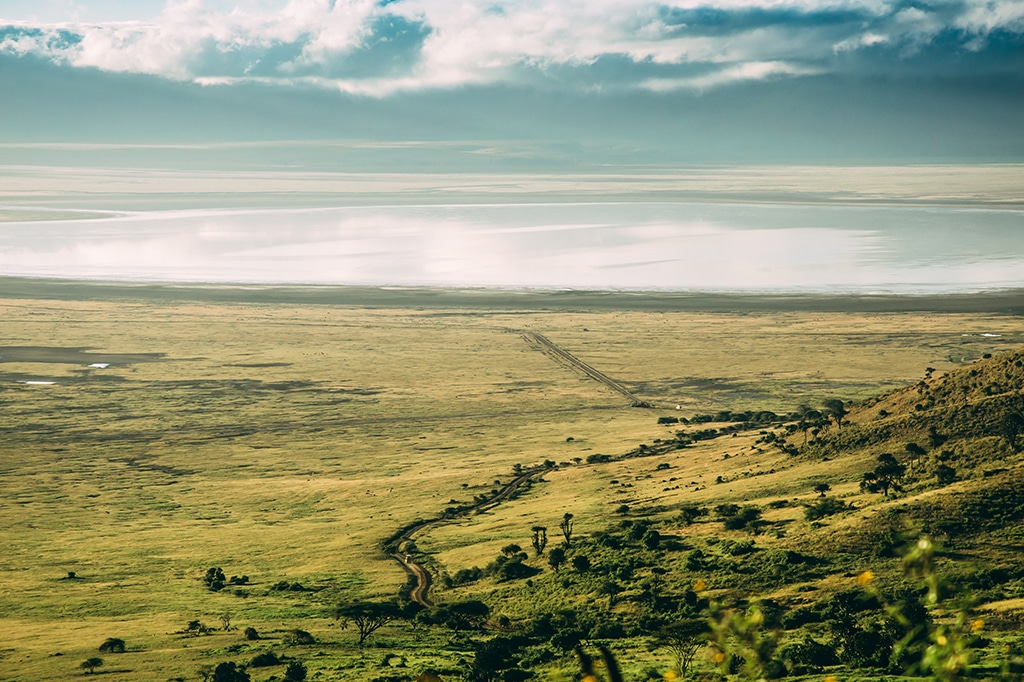 Aerial view of Ngorongoro Crater