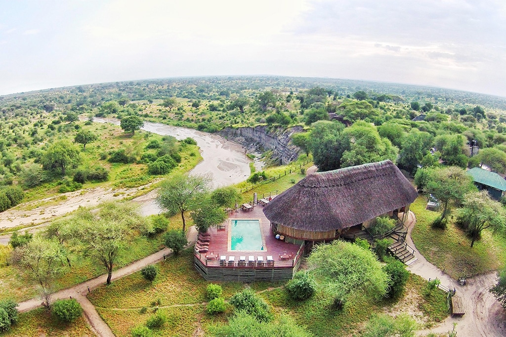 Aerial view of Tarangire River Camp, Tanzania