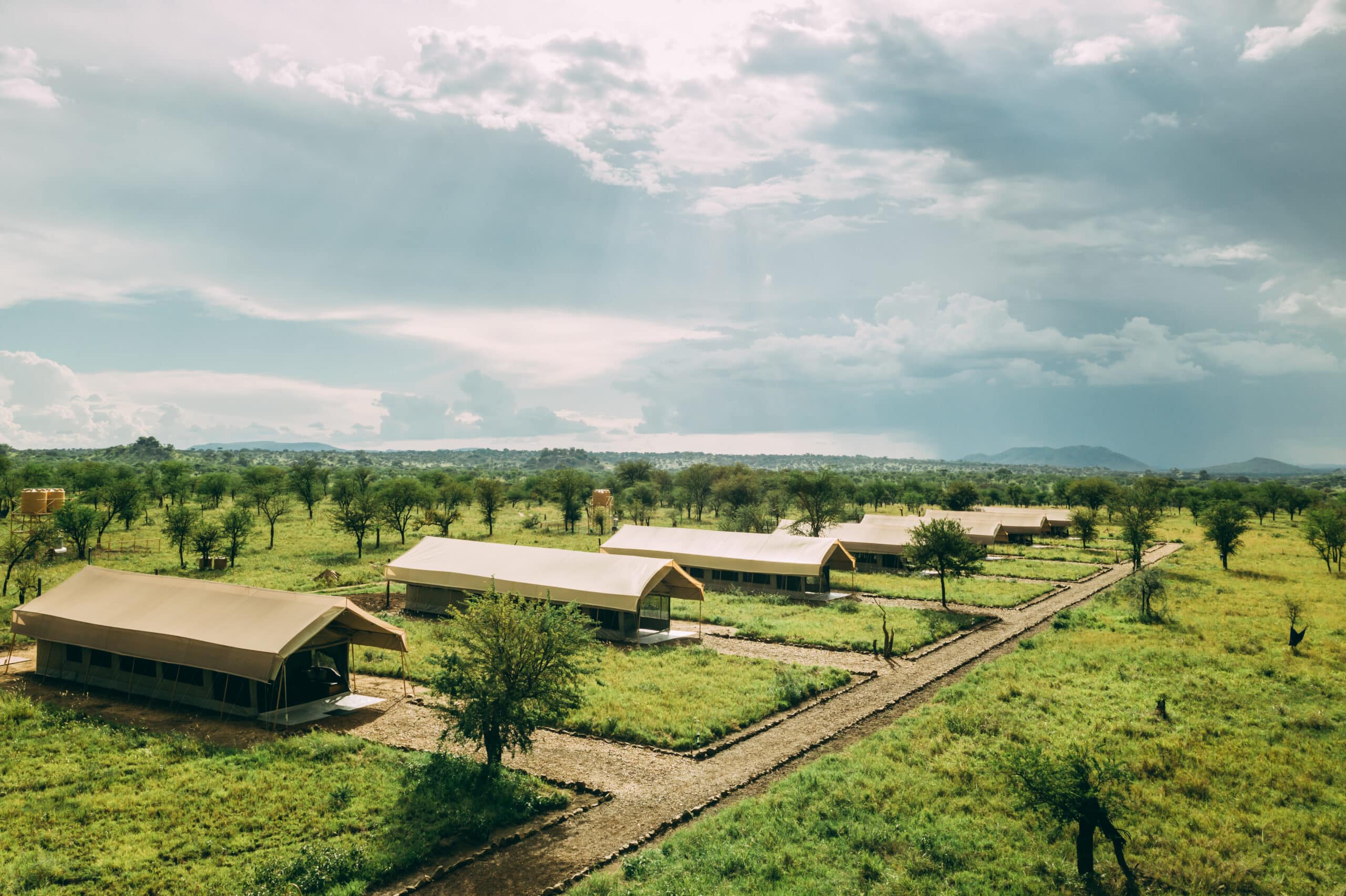 Vista aérea de los campamentos de Tortilis del Serengeti