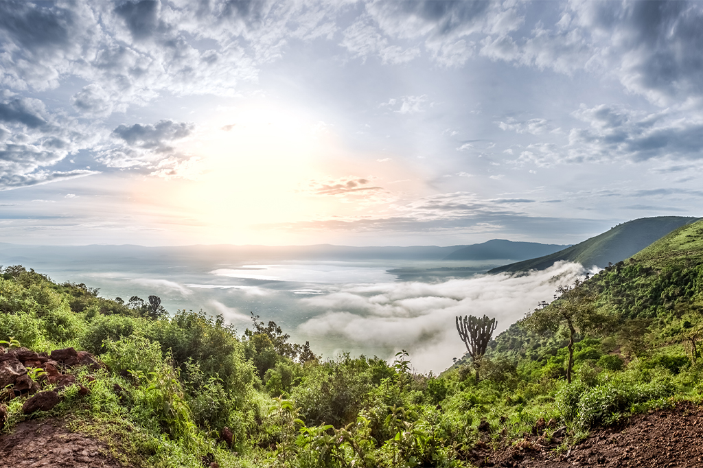 Dramatic view of the Ngorongoro Crater from the crater rim Tanzania 1 Dramatic view of the Ngorongoro Crater from the crater rim, Tanzania
