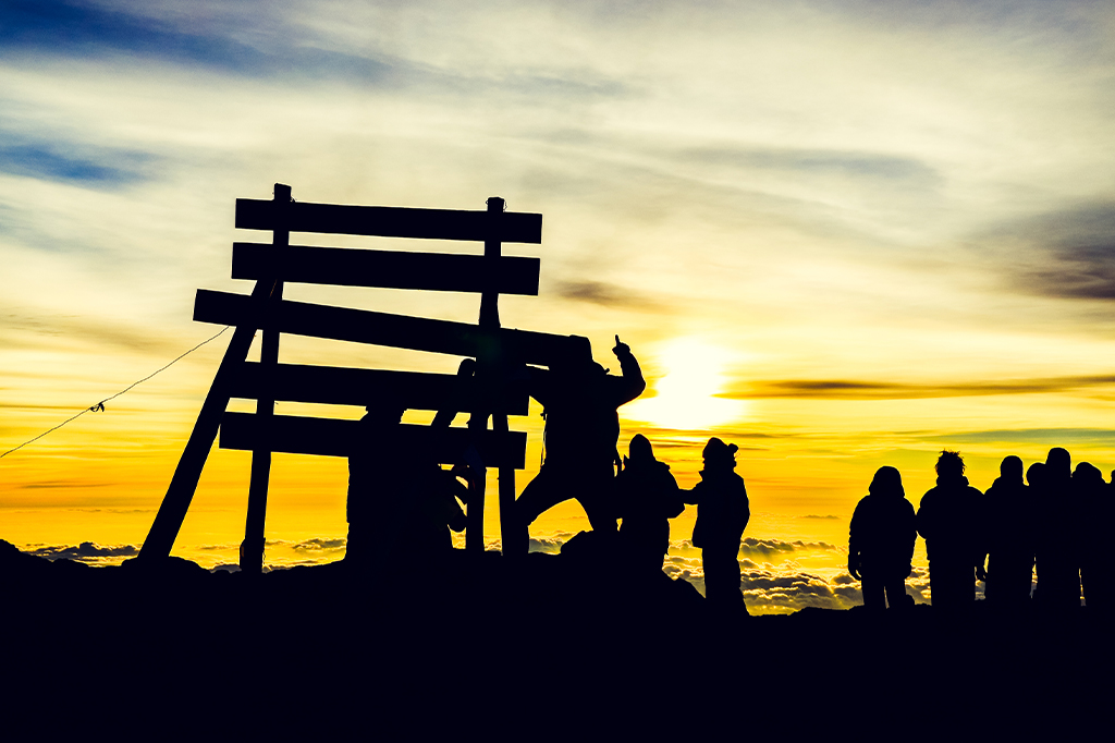 Hikers Group Uhuru Peak Mount Kilimanjaro Tanzania Hikers' group at uhuru peak of mount kilimanjaro, tanzania