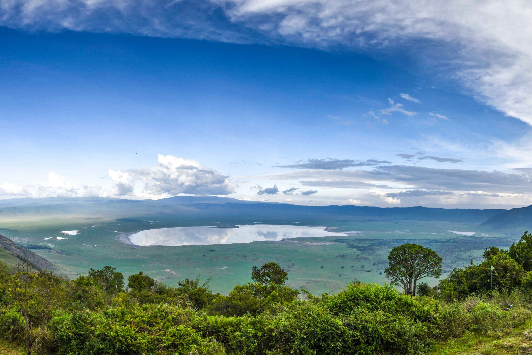 View of the Ngorongoro Crater from the crater rim, Tanzania
