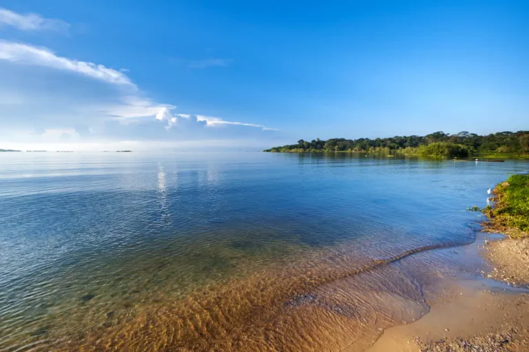 Blick auf das kristallklare blaue Wasser des Viktoriasees