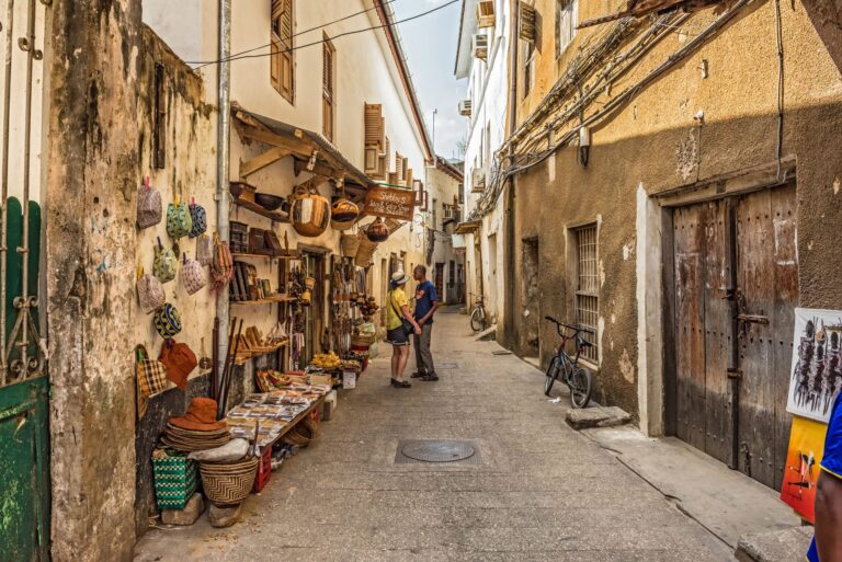 Visitantes de compras en Stone Town