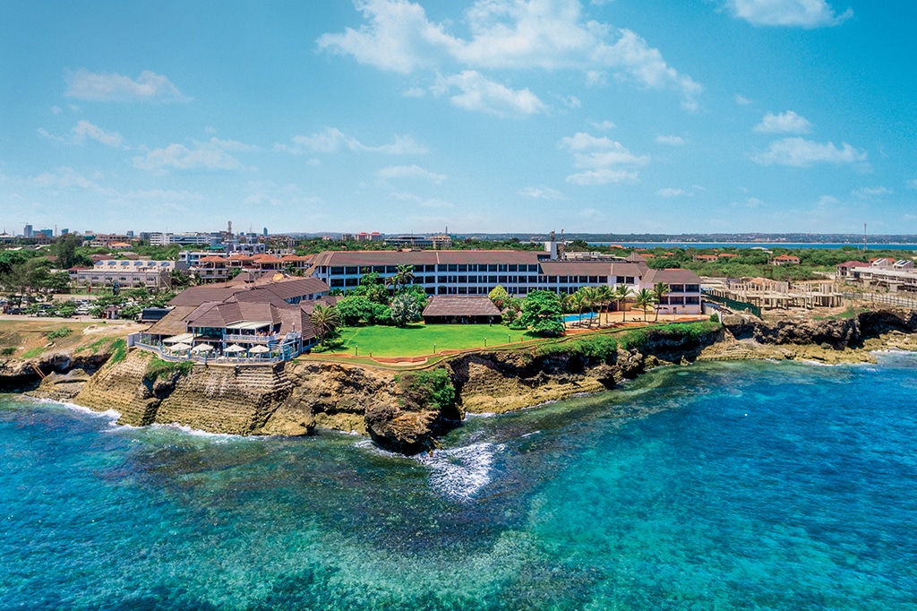 Aerial view of sea cliff hotel at dar es salaam