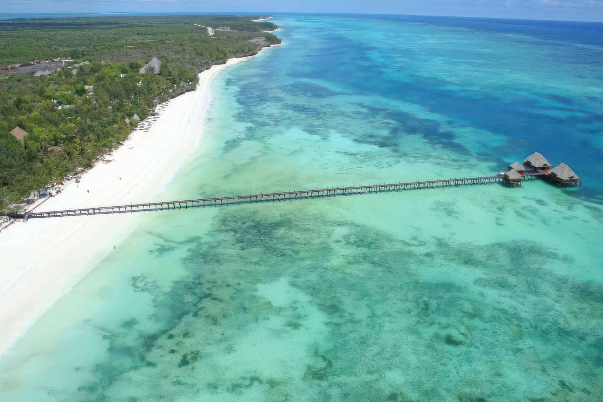 Aerial view of Dongwe Beach Zanzibar