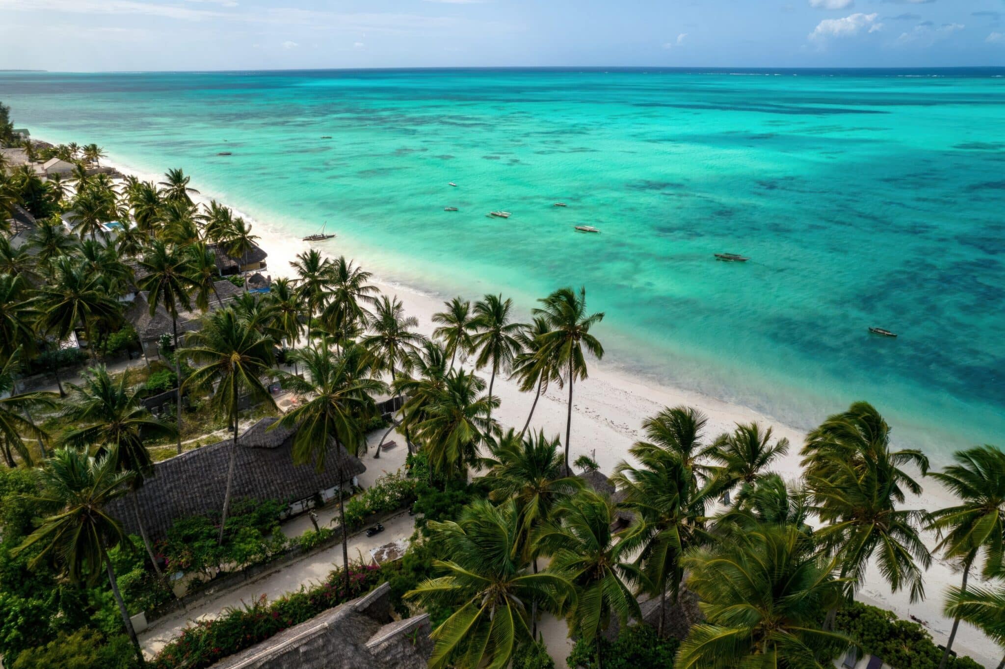 Aerial view of Jambiani Beach Zanzibar