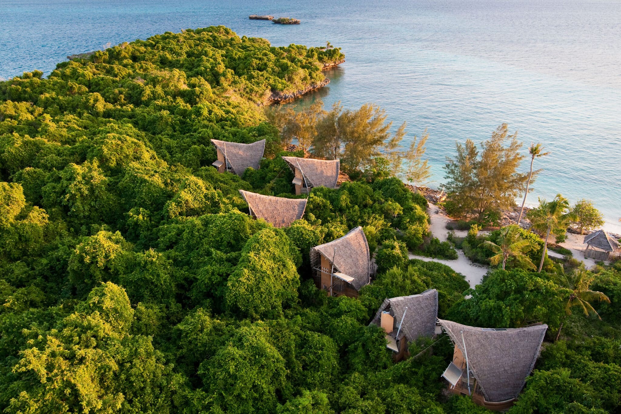 Aerial View of the Rooms at Chumbe Island Lodge, Tanzania