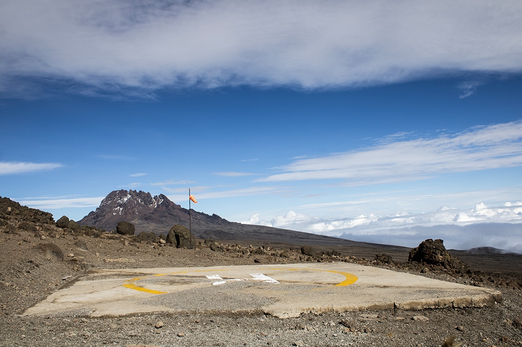 Helipad for air rescue on Mount Kilimanjaro