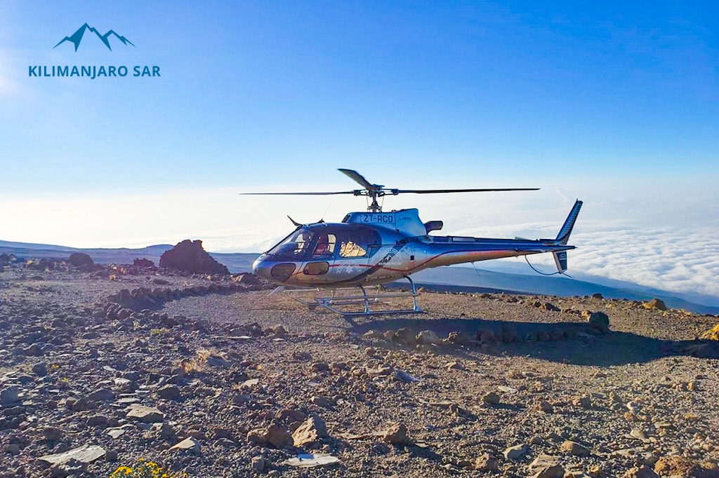 Kilimanjaro SAR helicopter landing on the helipad on Mount Kilimanjaro Tanzania 1
