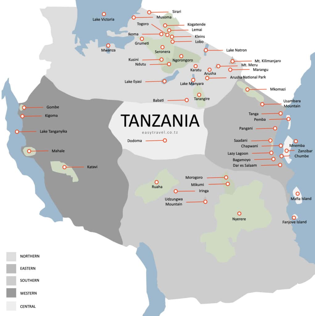 carte du circuit de la Tanzanie