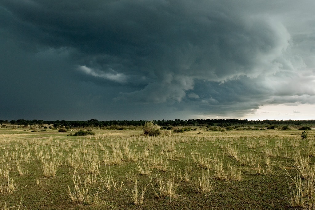 Dark rain clouds over the Serengeti National Park, Tanzania in April