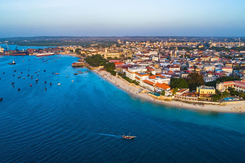 Aerial view of Stone Town, Zanzibar, Tanzania