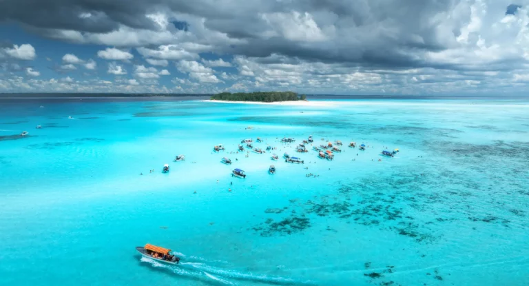 Aerial view of Mnemba Island Snorkeling Activity